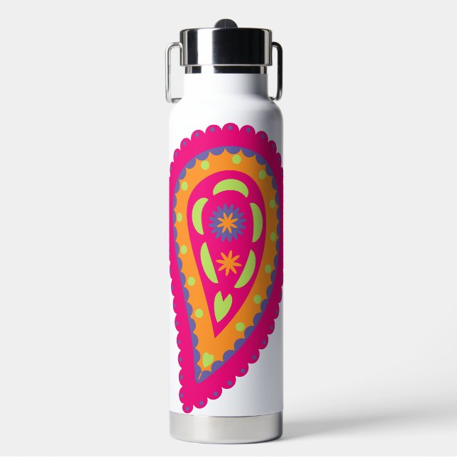 Botella De Agua Colorido Paisley (Frente)