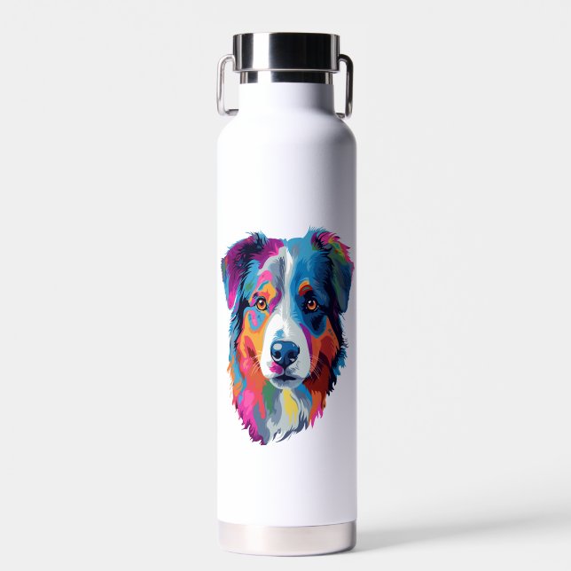 Botella De Agua Colorido perro pastor australiano (Delantero)