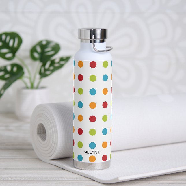 Botella De Agua Coloridos puntos de polka personalizados (Yoga)