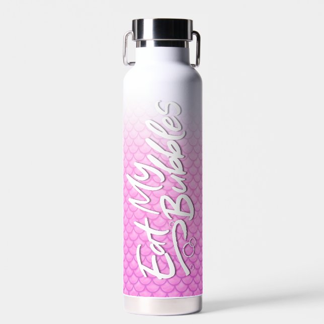Botella De Agua "Come My Bubbles" escalas rosadas Swift Life (Delantero)