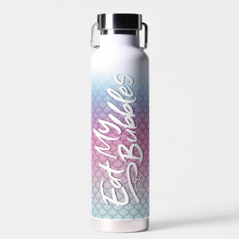 Botella De Agua "Come My Bubbles" Escalas Verde azuladas/rosadas/e