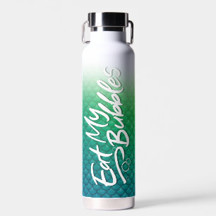 Botella De Agua "Come My Bubbles" Escalas verdes/Verde azuladas Sw