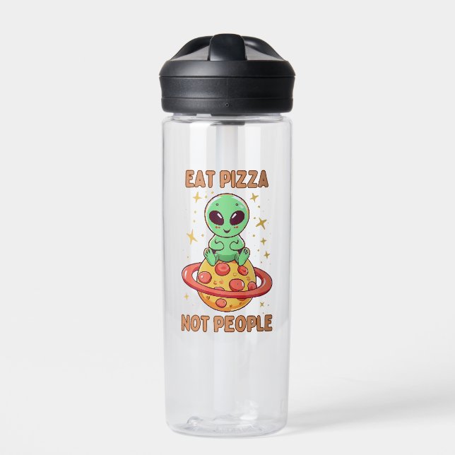 Botella De Agua Come pizza no personas (Delante)