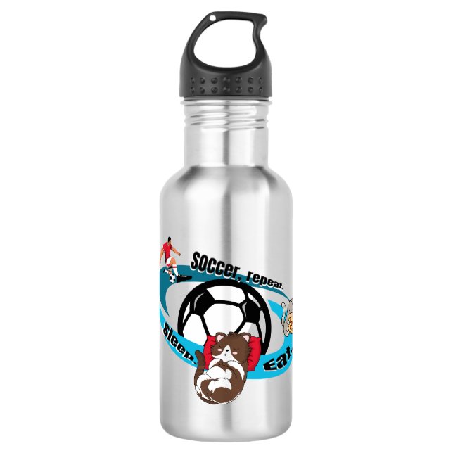 Botella De Agua Comer, dormir, fútbol, repetir. personalizado de f (Anverso)