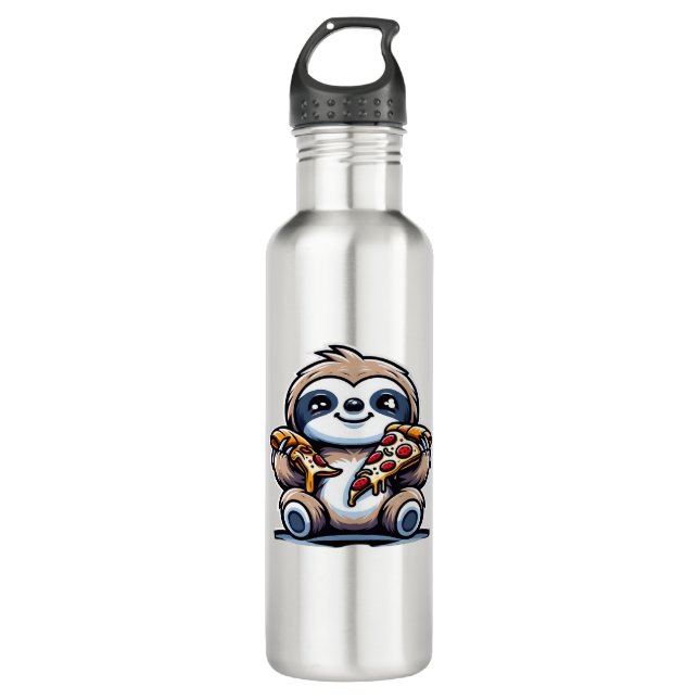 Botella De Agua Comer pizza humorística, Kawaii Animal Lover (Anverso)