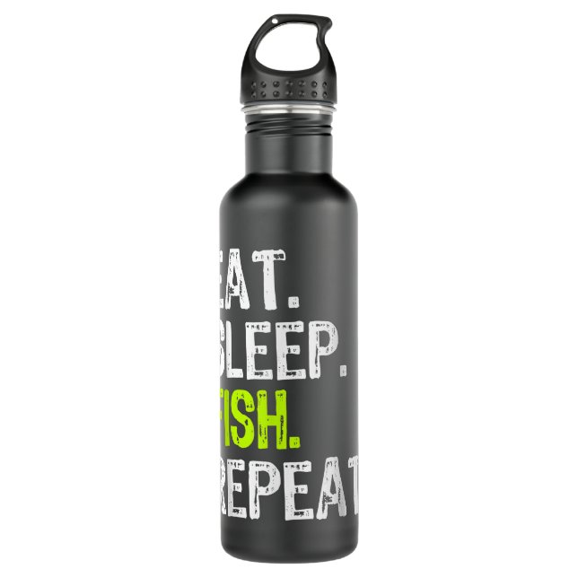 Botella De Agua Comer Sleep Fish Repetir Pescador Funny (Anverso)