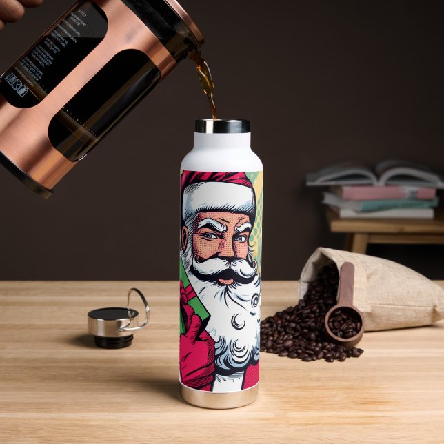 Botella De Agua Comic book Santa/Navidades (Café)