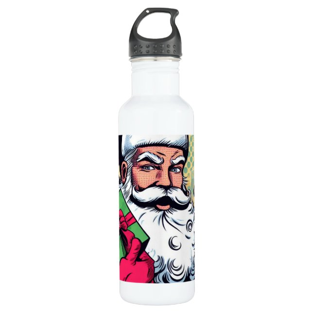 Botella De Agua Comic book Santa/Navidades (Anverso)