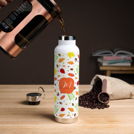 Botella De Agua Cómodo y colorido otoño deja nombre personalizado