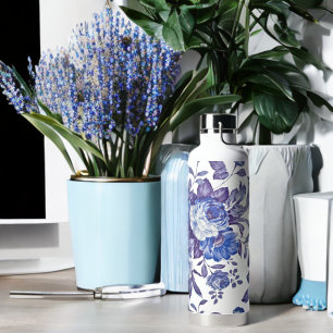 Botella De Agua Compañero H2O de Floral Vintage azul de los jardin
