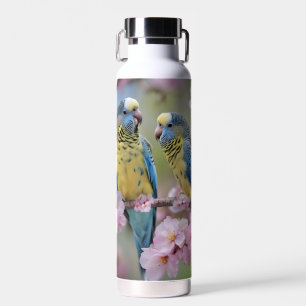 Botella De Agua "Compañeros vibrantes: Budgies azules y amarillos"