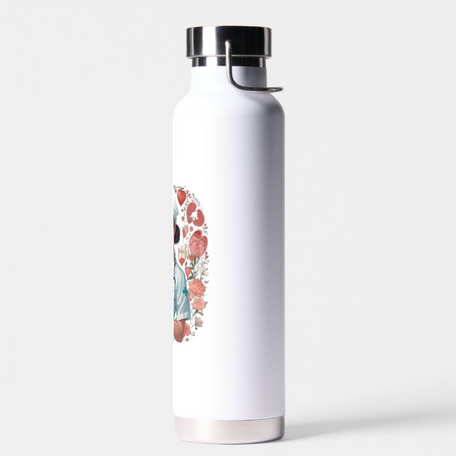 Botella De Agua Compassionate Nurse – Elegant Floral Art Illustrat (Izquierdo)