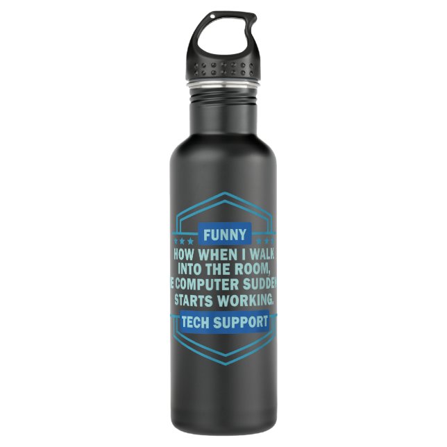 Botella De Agua Computer Nerd Geek Techie - Helpdesk Hotline Tech  (Anverso)