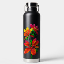 Botella de agua con aislamiento floral - Diseño vi