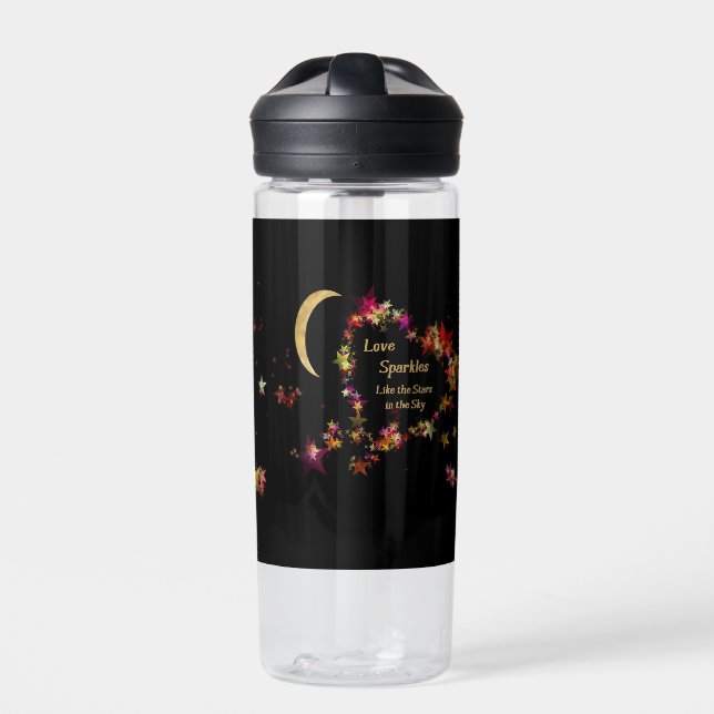 Botella de agua con amor diseño de estrellas (Delante)