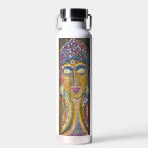Botella de agua con arte original de Buda Femenino