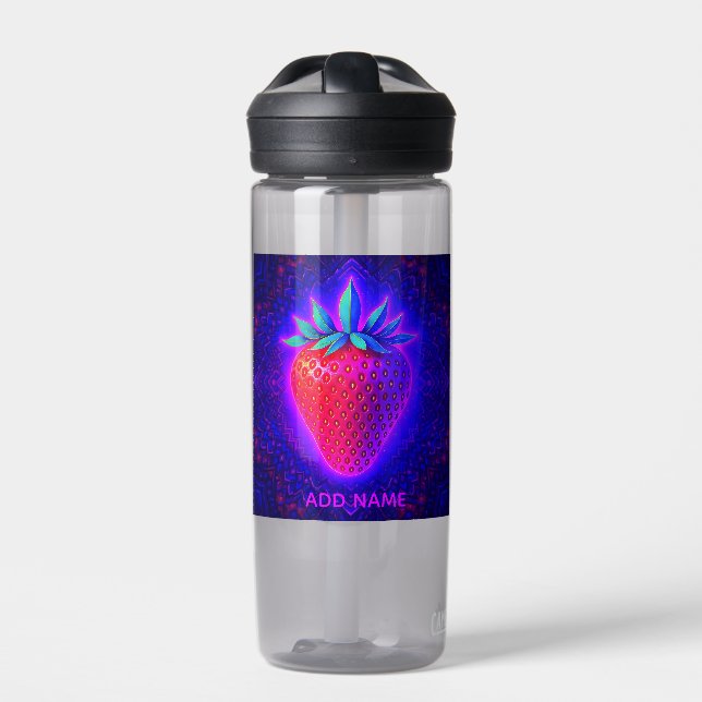 Botella de agua con aspecto vívido de fresa neón (Delante)