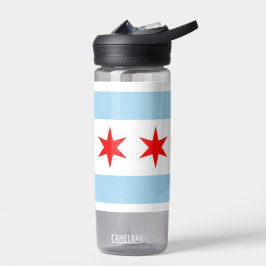 Botella de agua con bandera de Chicago City, EE.UU