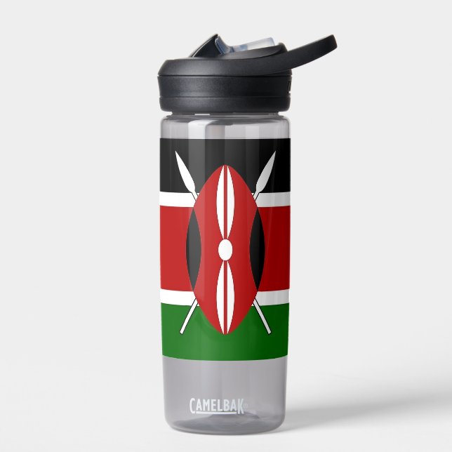 Botella de agua con bandera de Kenia (Izquierdo)