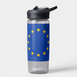 Botella de agua con bandera de la Unión Europea