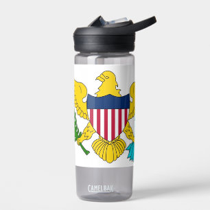 Botella de agua con bandera de las Islas Vírgenes,