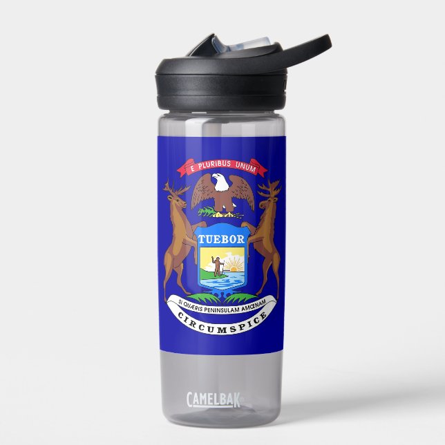 Botella de agua con bandera de Michigan, Estados U (Izquierdo)