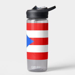 Botella de agua con bandera de Puerto Rico, EEUU.