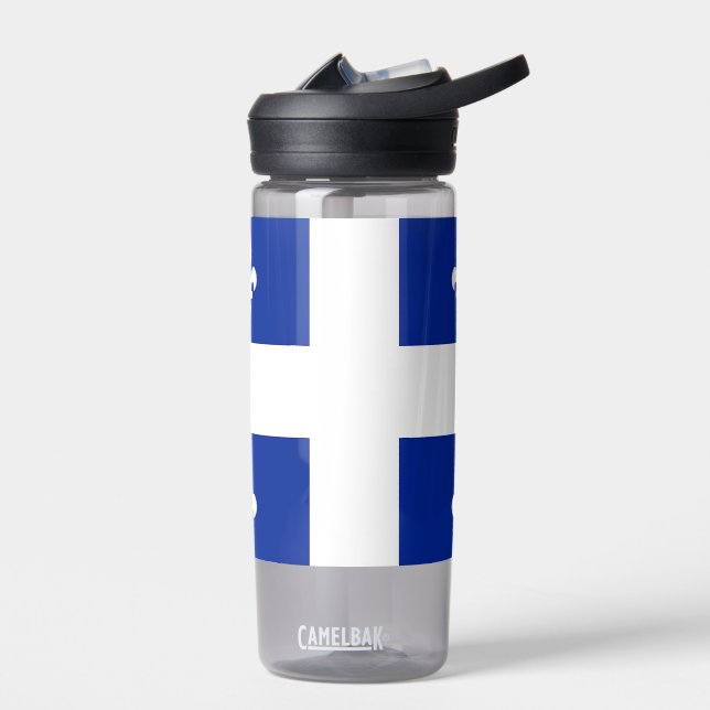 Botella de agua con bandera de Quebec, Canadá (Izquierdo)
