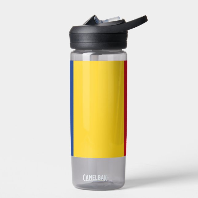 Botella de agua con bandera de Rumania (Izquierdo)
