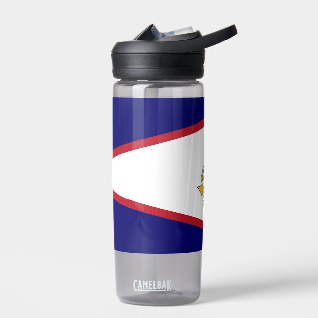 Botella de agua con bandera de Samoa Americana, EE (Izquierdo)