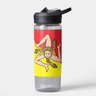 Botella de agua con bandera de Sicilia, Italia