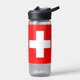 Botella de agua con bandera de Suiza