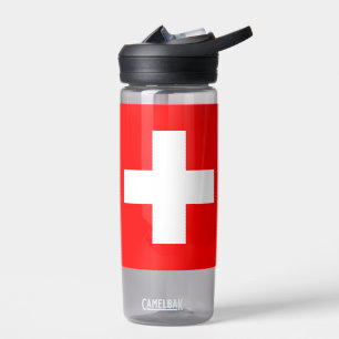 Botella de agua con bandera de Suiza