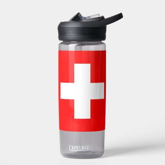 Botella de agua con bandera de Suiza (Izquierdo)