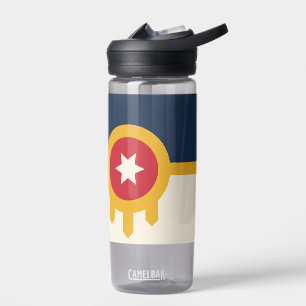 Botella de agua con bandera de Tulsa, Oklahoma