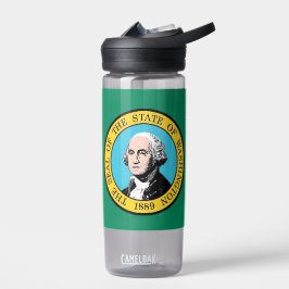 Botella de agua con bandera de Washington, EEUU.
