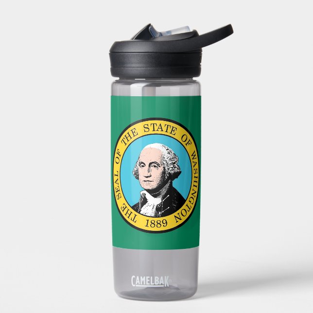 Botella de agua con bandera de Washington, EEUU. (Izquierdo)