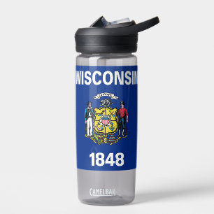 Botella de agua con bandera de Wisconsin, Estados