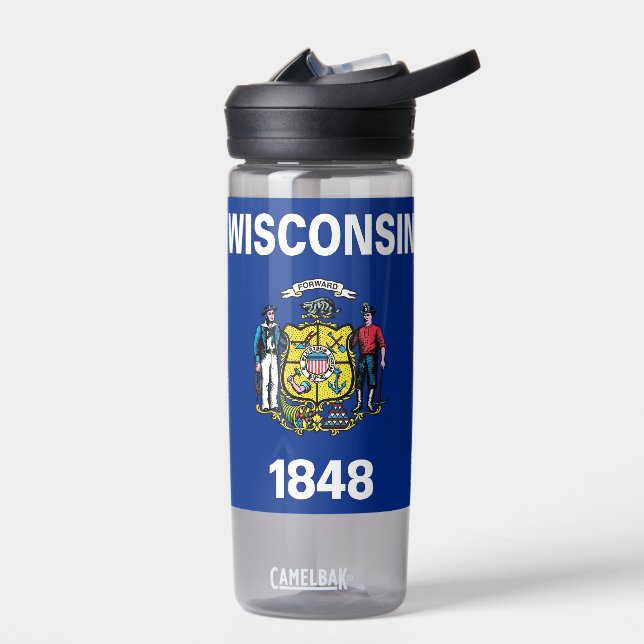 Botella de agua con bandera de Wisconsin, Estados  (Izquierdo)