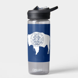 Botella de agua con bandera de Wyoming, EEUU.