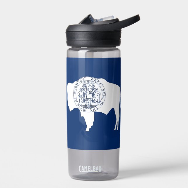 Botella de agua con bandera de Wyoming, EEUU. (Izquierdo)