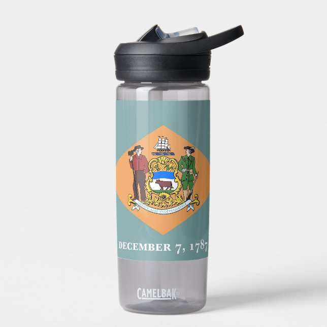 Botella de agua con bandera del estado de Delaware (Izquierdo)