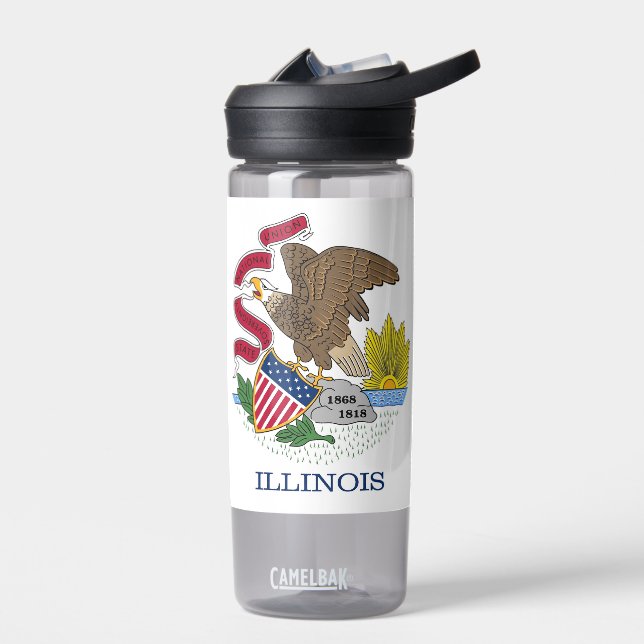 Botella de agua con bandera del estado de Illinois (Izquierdo)