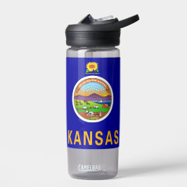 Botella de agua con bandera del estado de Kansas,
