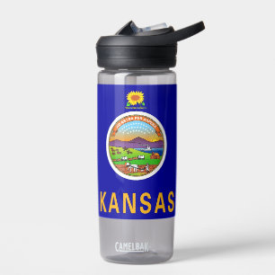 Botella de agua con bandera del estado de Kansas, 