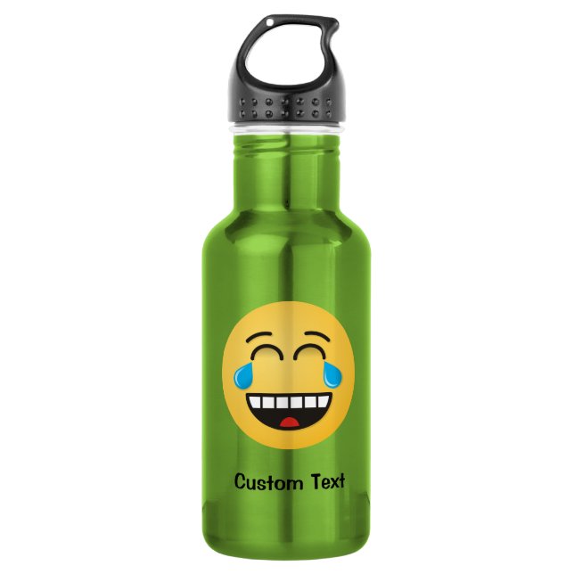 Botella de agua con cara de lágrimas de alegría (Anverso)
