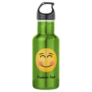 Botella de agua con cara sonriente y ojos sonrient