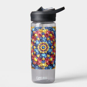 Botella de agua con colores rumanos