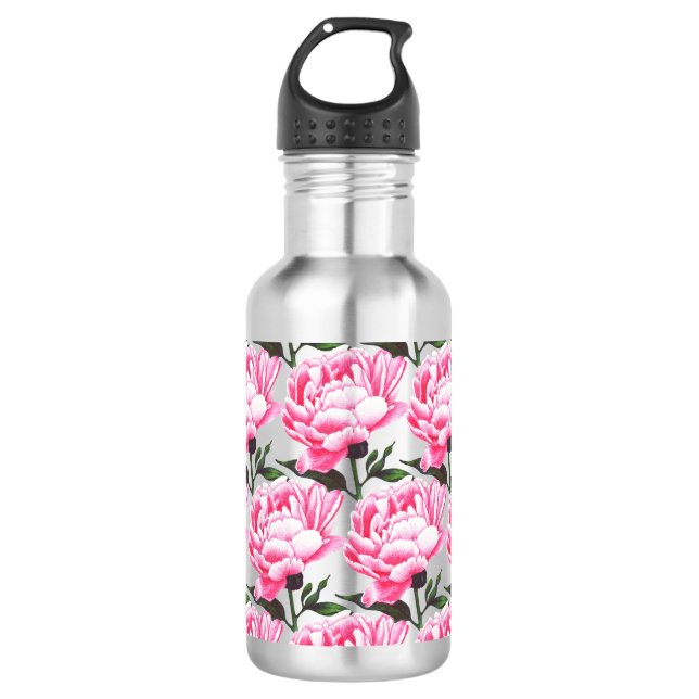 Botella de agua con dibujo de pluma de patrón de f (Anverso)