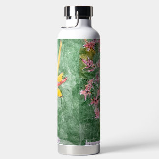 Botella de agua con diseño botánico abstracto